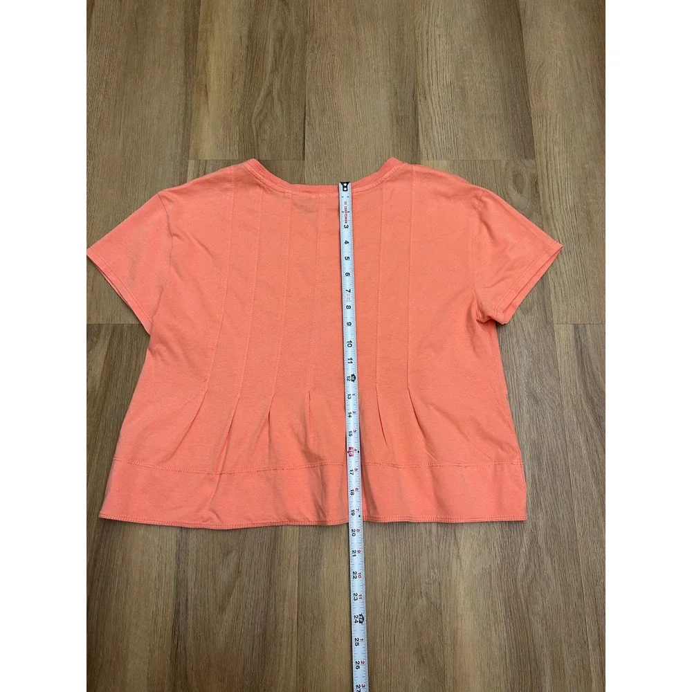 Pilcro Anthropologie Small Coral Pink Pintuck Pleated Cotton Knit Top preppy‎